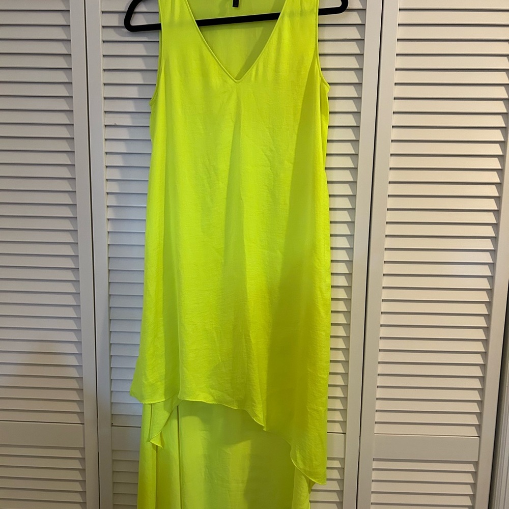 BCBGMaxAzria Neon Yellow High Low Dress